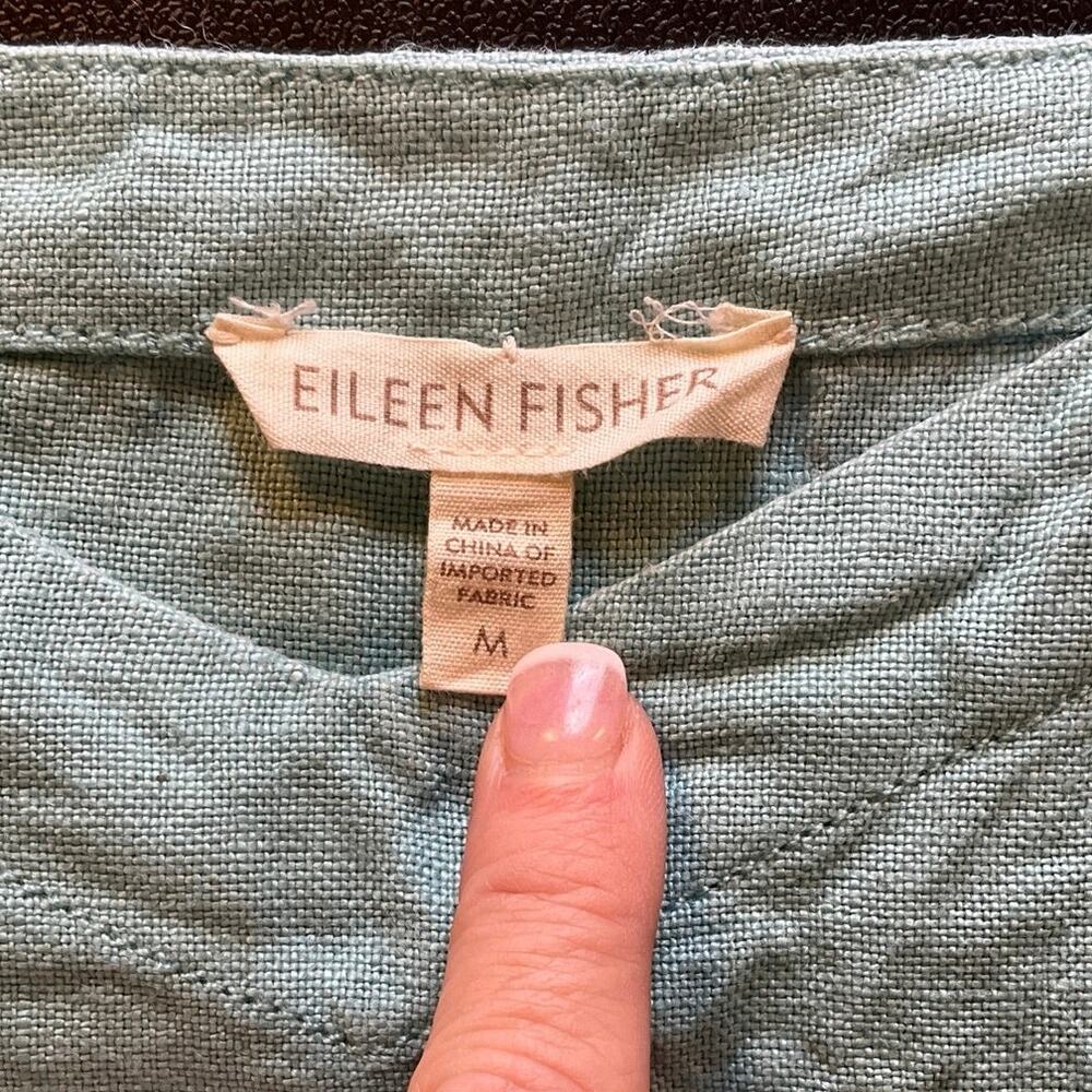 Eileen Fisher Womens Medium 100% Linen Cami Tank Top Aqua Blue Adjustable Straps - Picture 5 of 9